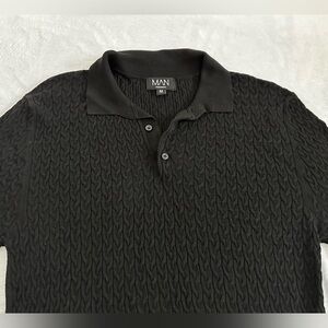 Textured Black Polo Shirt